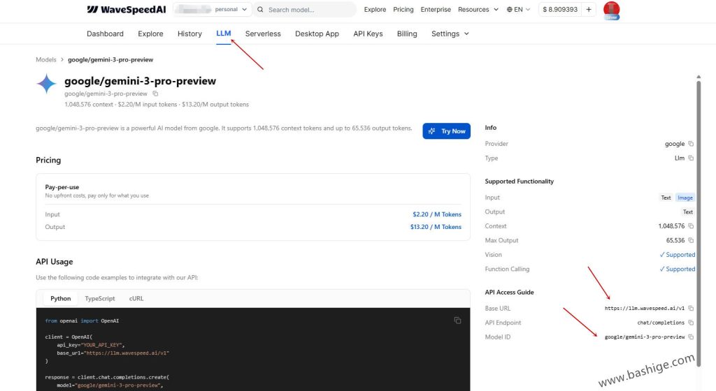 从WaveSpeed的LLM页面找到相关资料信息