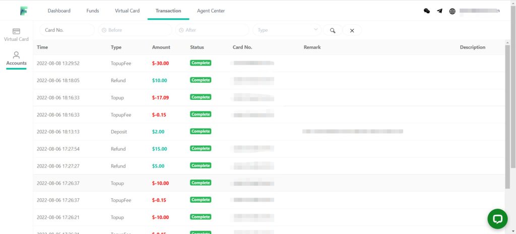 View account transaction history