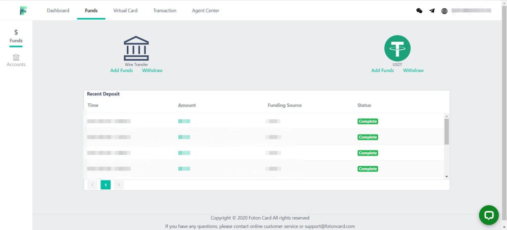 There are two ways to add funds to the FotonCard virtual credit card platform.