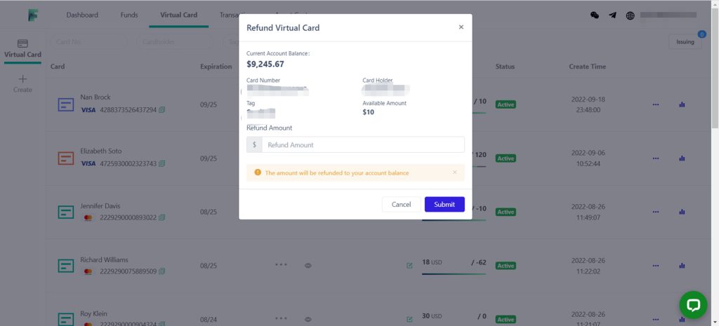 Request a refund through the platform