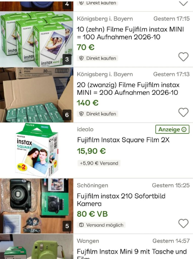 在德国电商平台海淘拍立得相纸