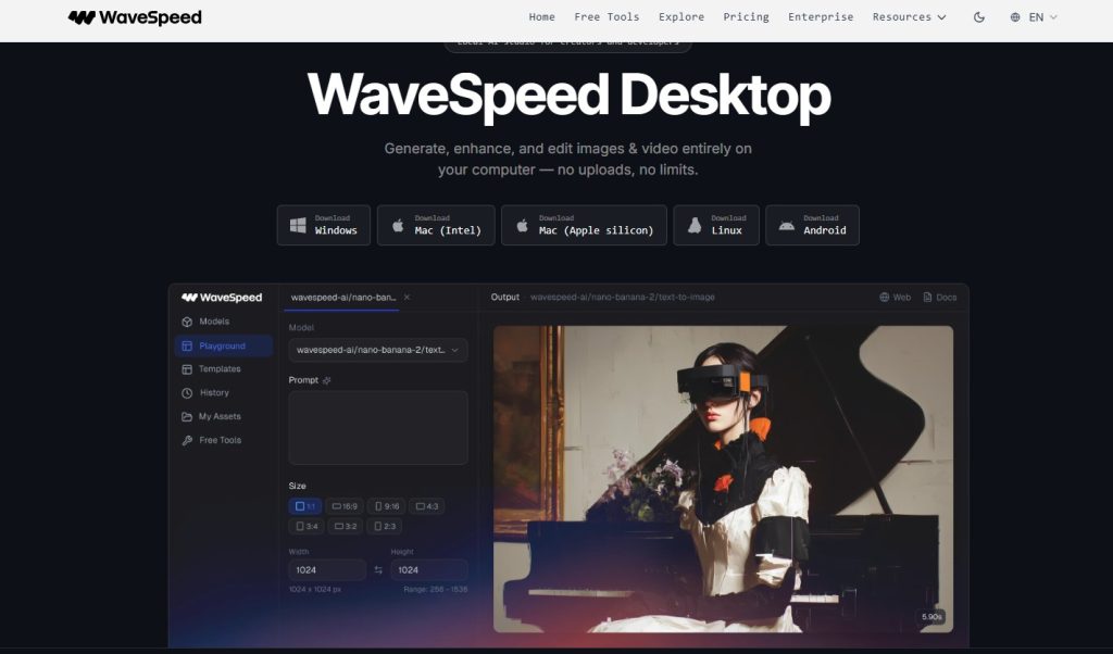 Wavespeed AI offers a desktop interface.