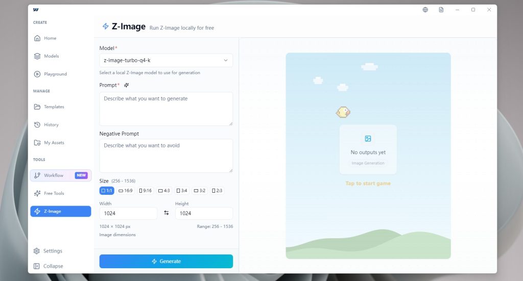 Install the Z-Image large model on WaveSpeed Desktop